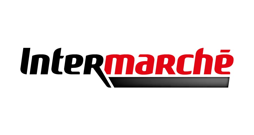 Texte "Intermarché" en caractères gras, noirs et rouges.