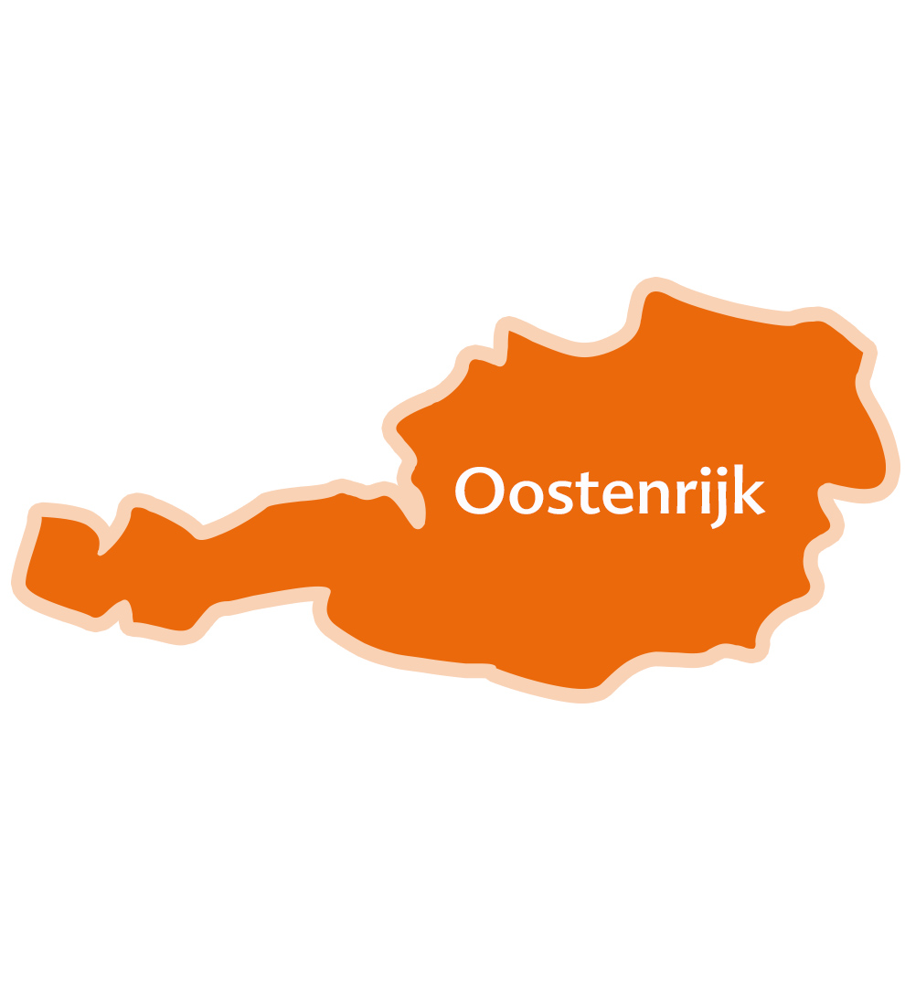 Een vereenvoudigde kaart van een regio met het label "Oostenrijk" prominent weergegeven.