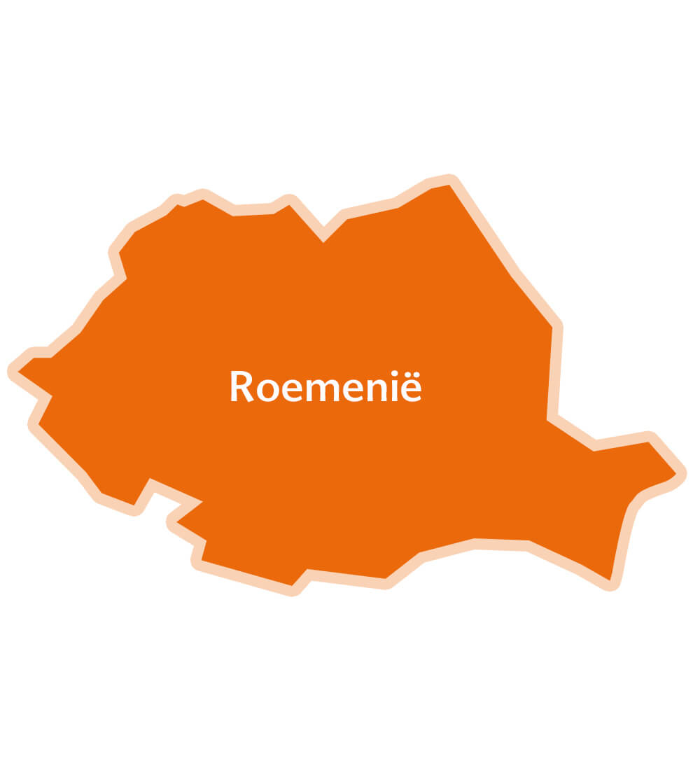 Schets van het land Roemenië, met in het midden de naam "Roemenia".