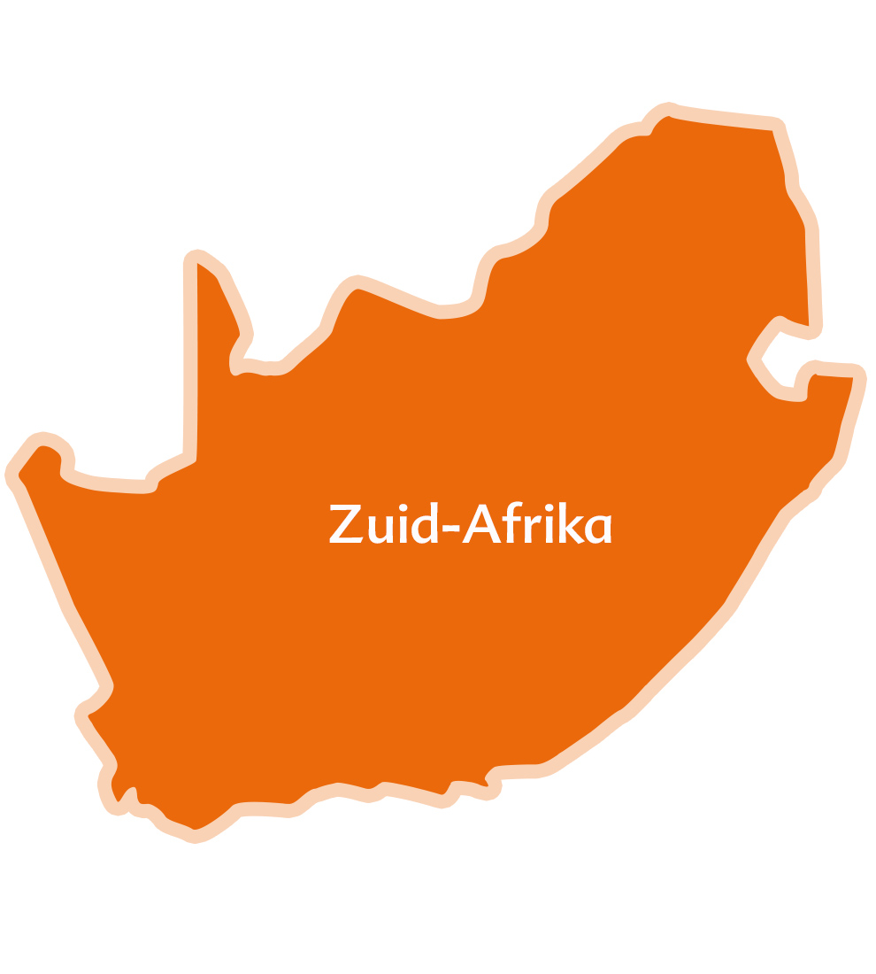 Een kaart van Zuid-Afrika met de naam van het land geschreven in het Duits.