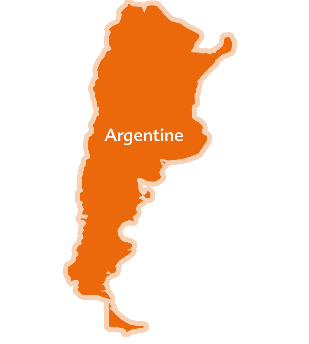 Une simple carte de l'Argentine sur laquelle est inscrit le nom du pays.
