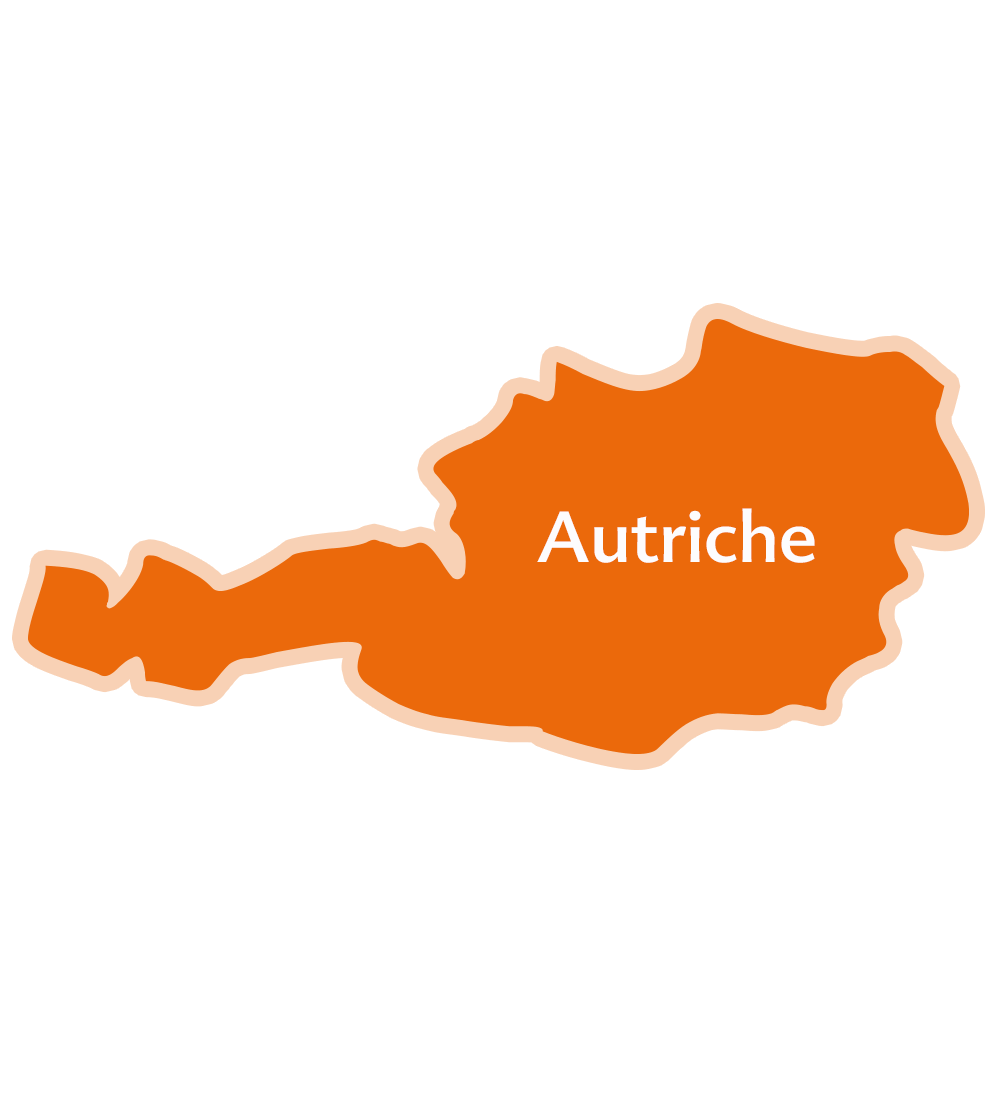 Carte simplifiée d'un territoire sur laquelle est inscrit le mot "Autriche".