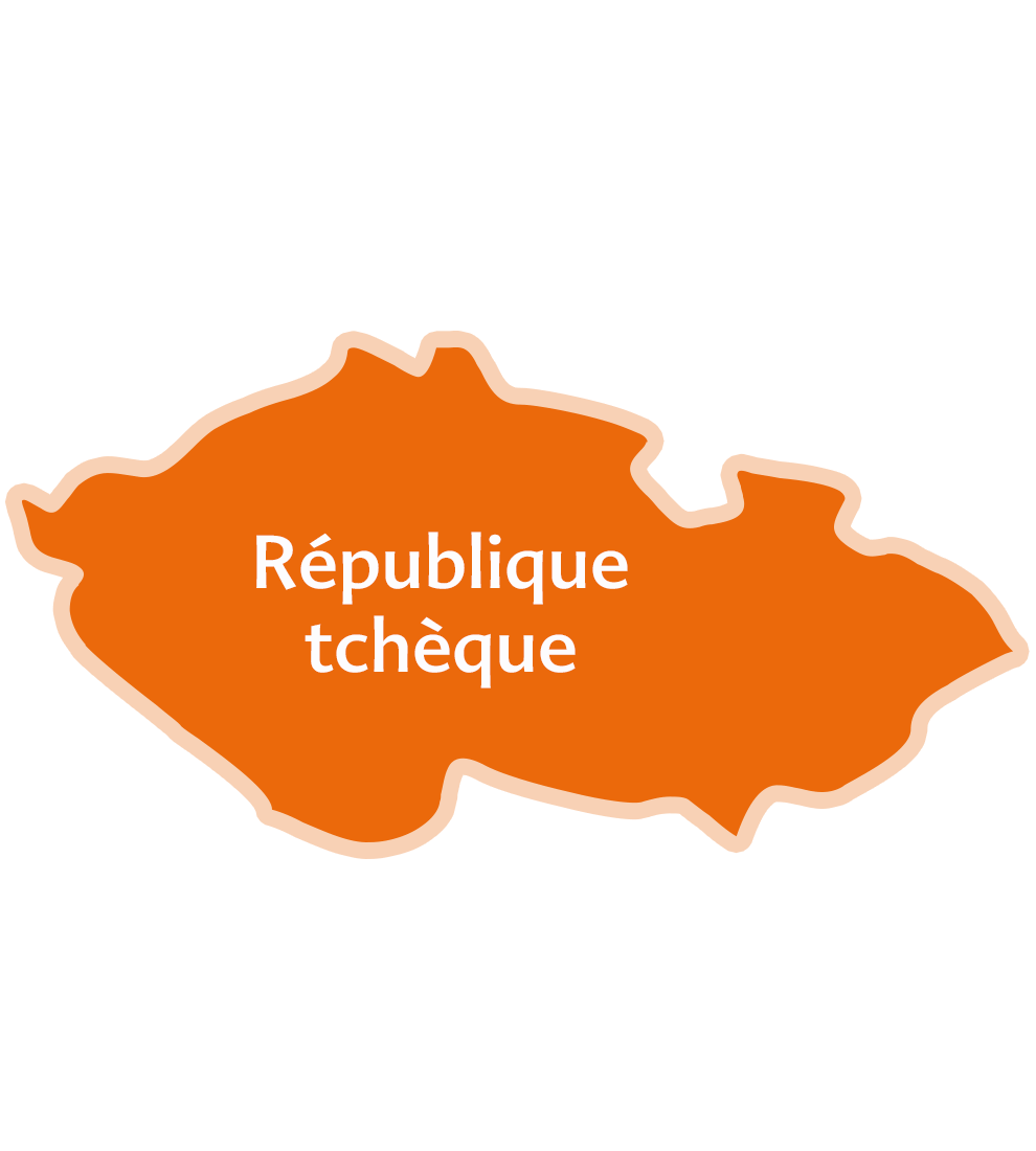 Une carte de la République tchèque sur laquelle est inscrit le nom du pays.