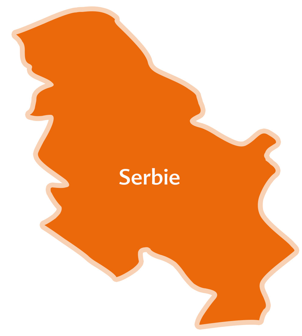 Carte simplifiée d'une région dont la capitale est nommée "Serbie".