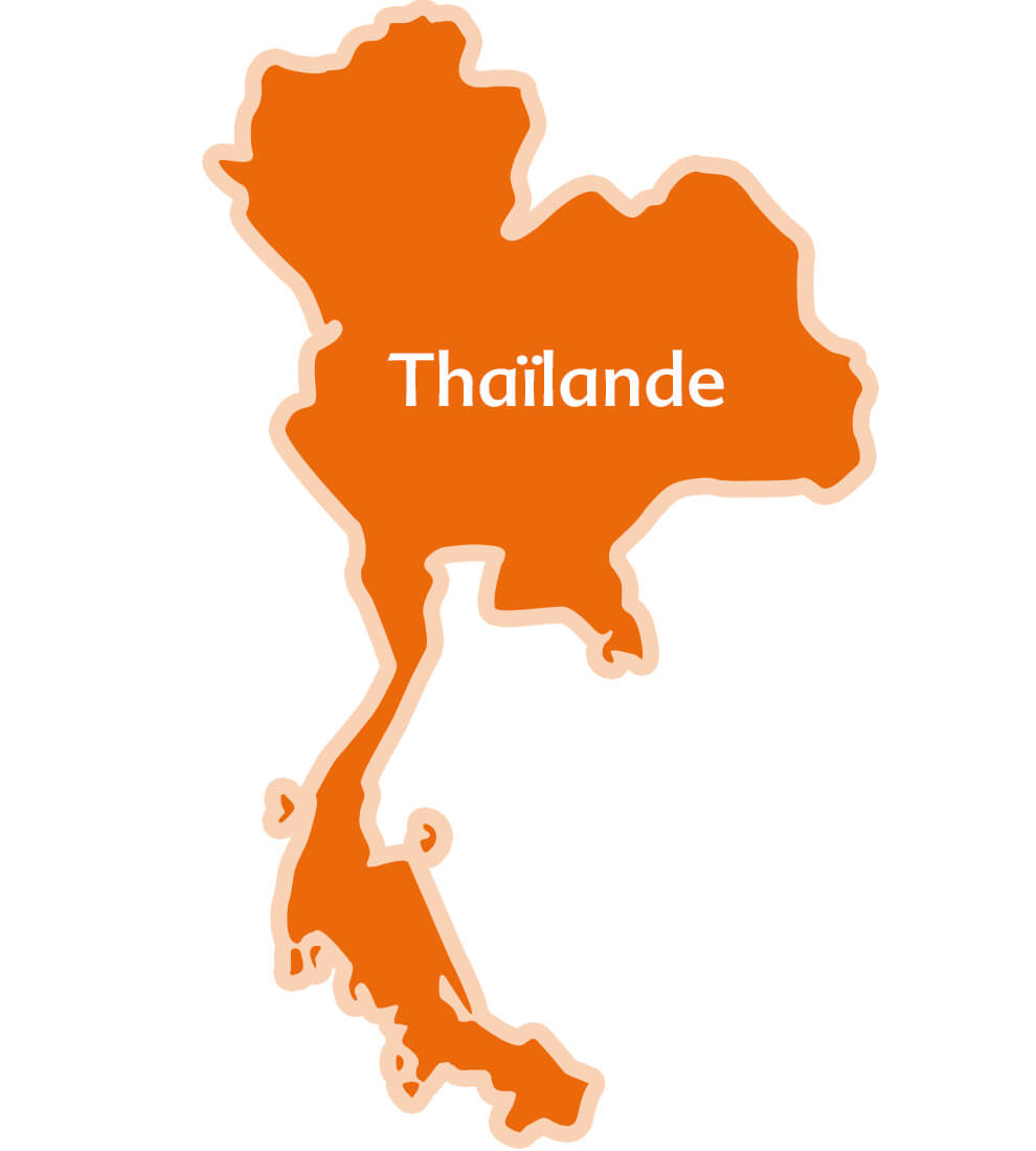 Une carte de la Thaïlande.